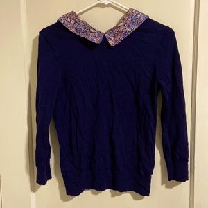 Preppy J Crew Sweater with Floral Collar